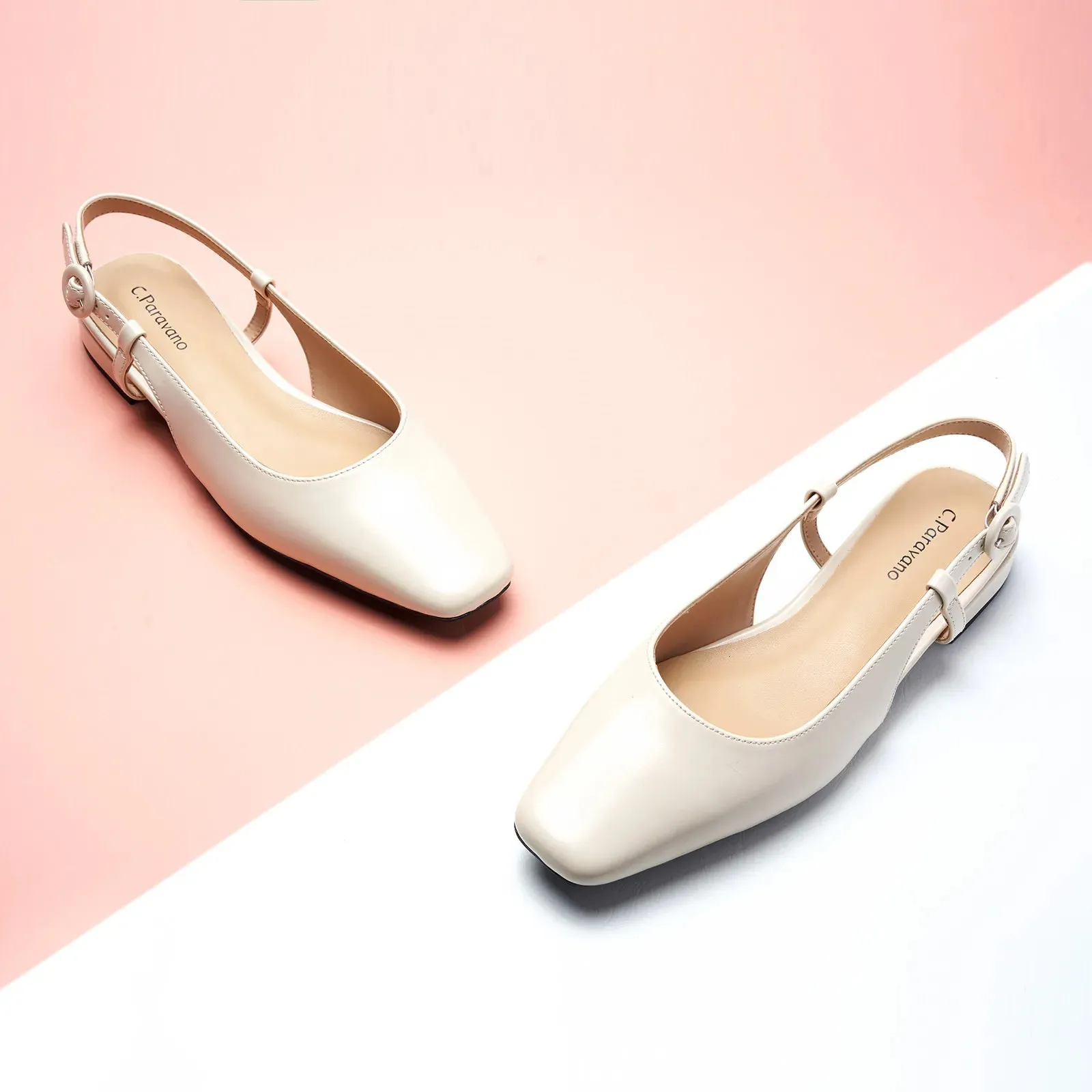 Square Toe Block Heel Slingback Sandals (Alyssa F) Social