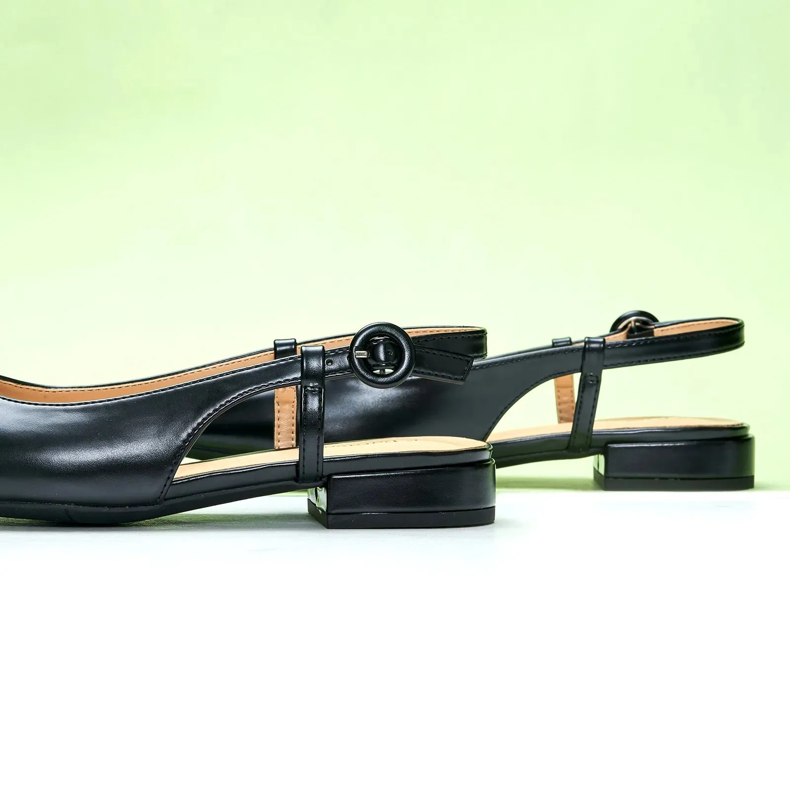 Square Toe Block Heel Slingback Sandals (Alyssa F) Social