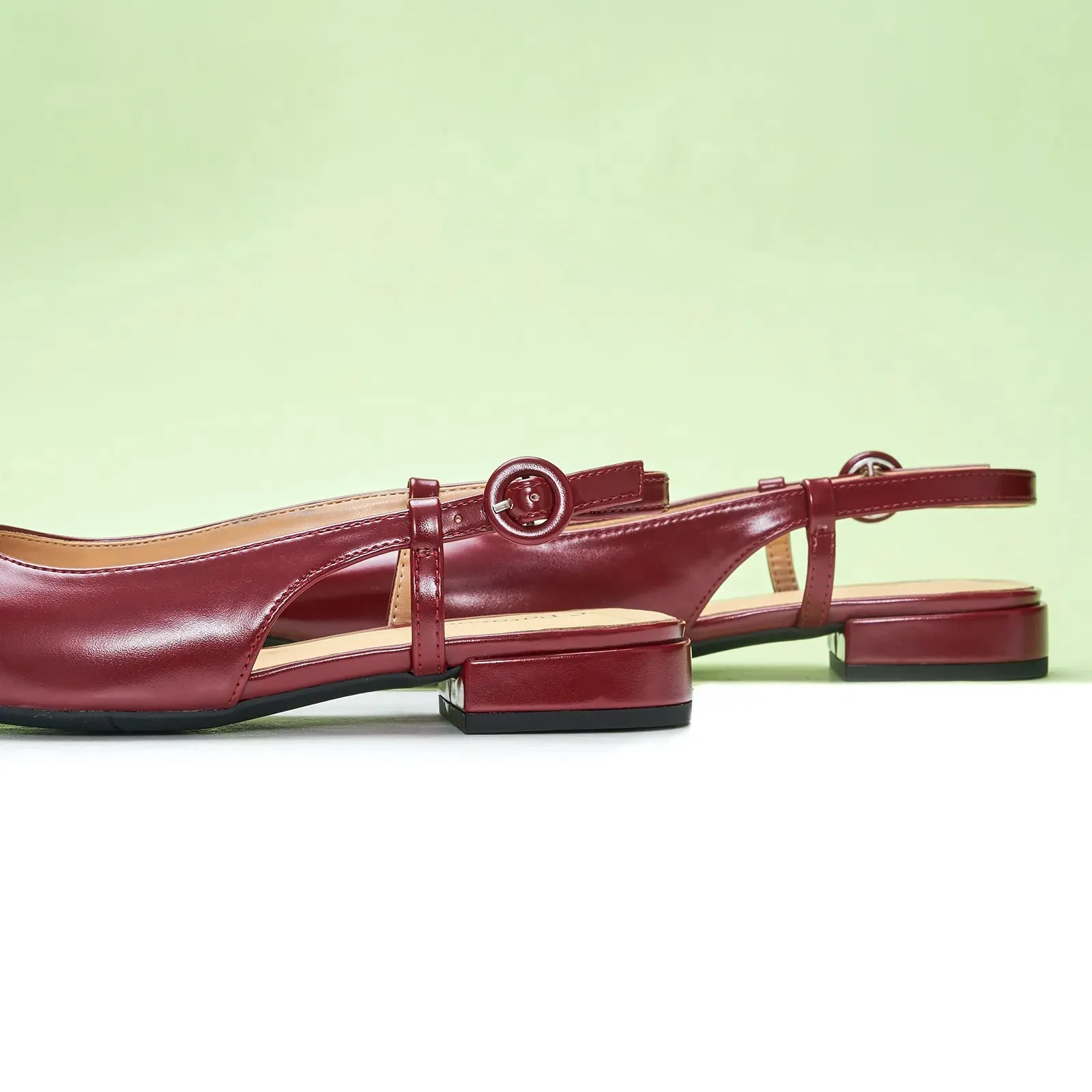 Square Toe Block Heel Slingback Sandals (Alyssa F) Social