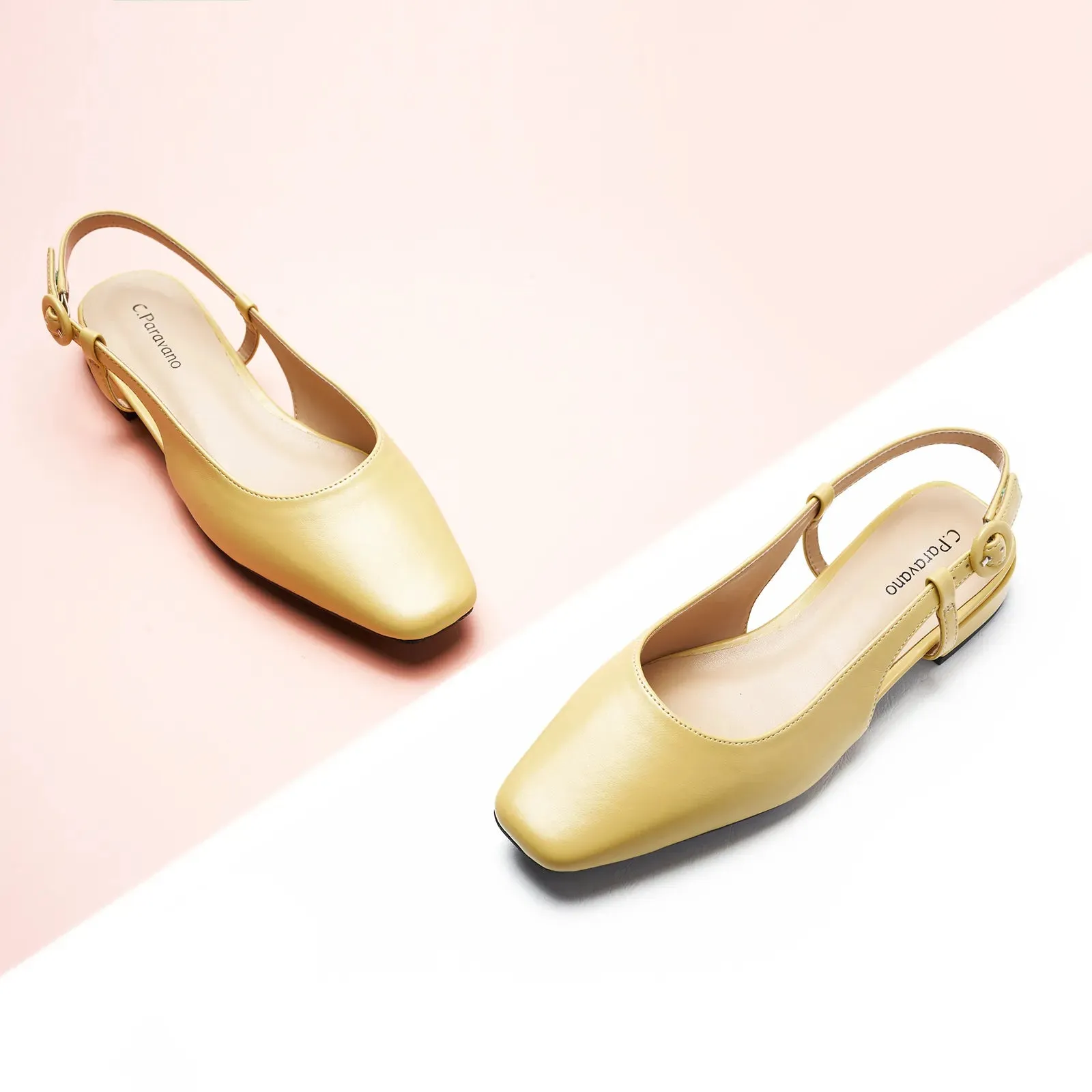 Square Toe Block Heel Slingback Sandals (Alyssa F) Social