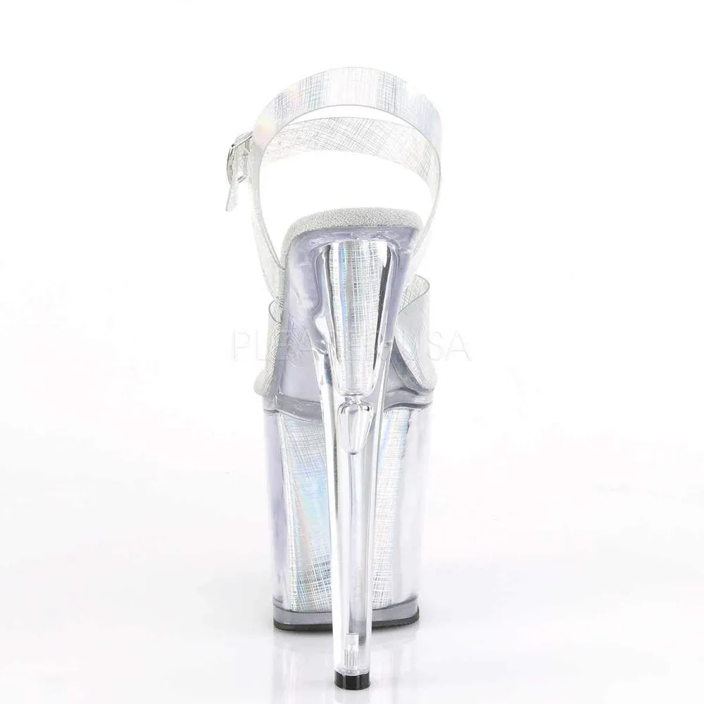 SS-XTREME-808N-CRHM Platform Sandal | Silver Faux Leather