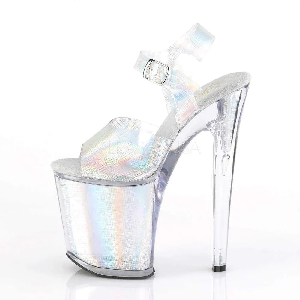 SS-XTREME-808N-CRHM Platform Sandal | Silver Faux Leather