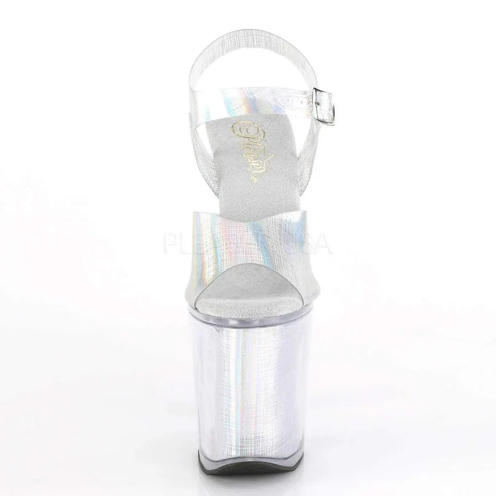 SS-XTREME-808N-CRHM Platform Sandal | Silver Faux Leather