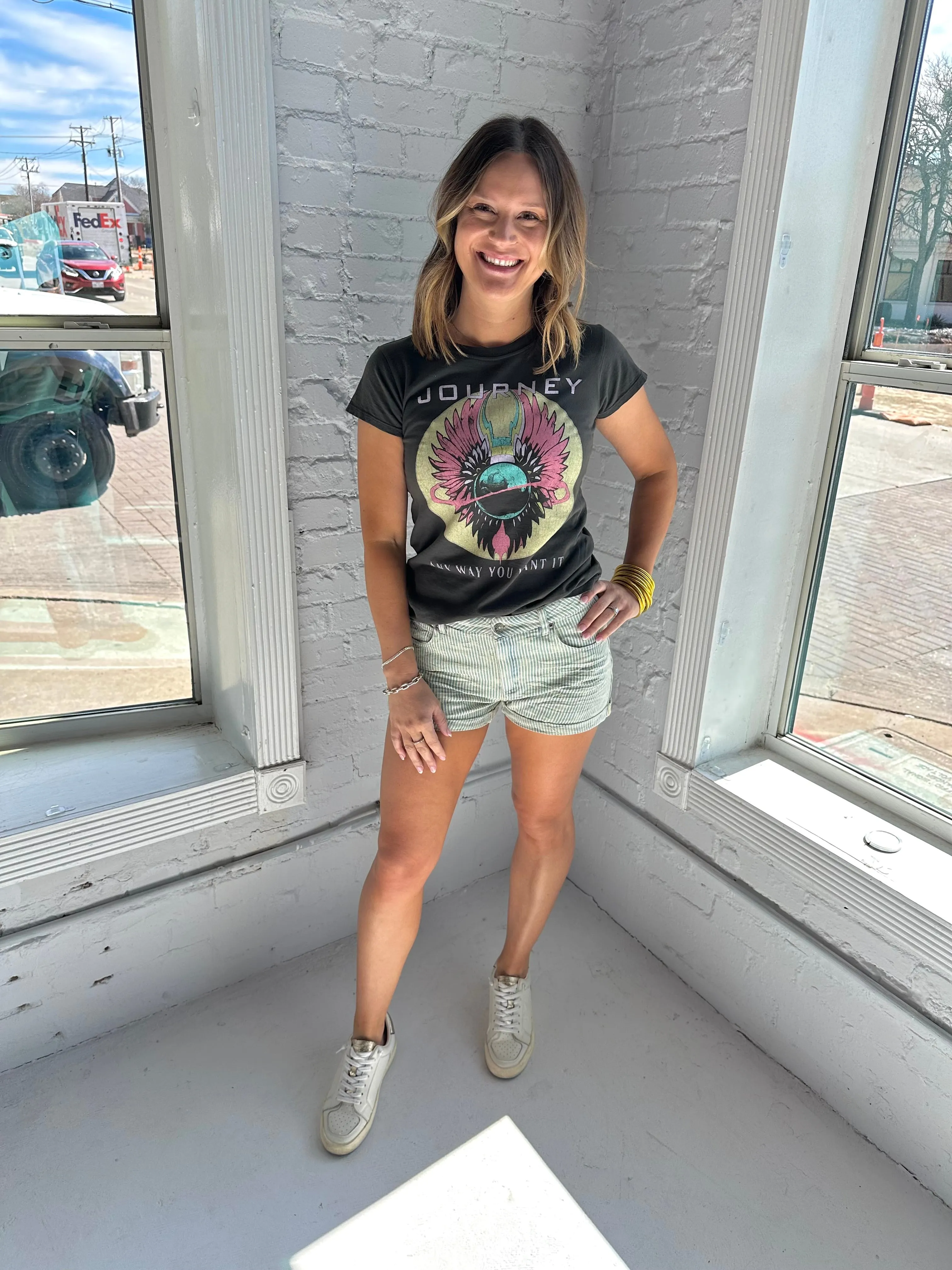 Striped Star Denim Short