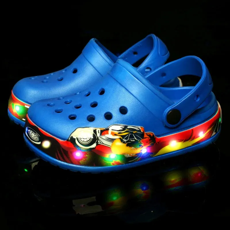 Summer Children Sandals LED Lighted Flashing Light Shoes Boys Girls Beach Sandals Kids Breathable Fashion Sneakers