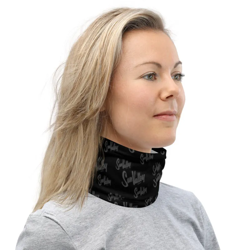 Sun Valley Logo Grey on Black Neck Gaiter