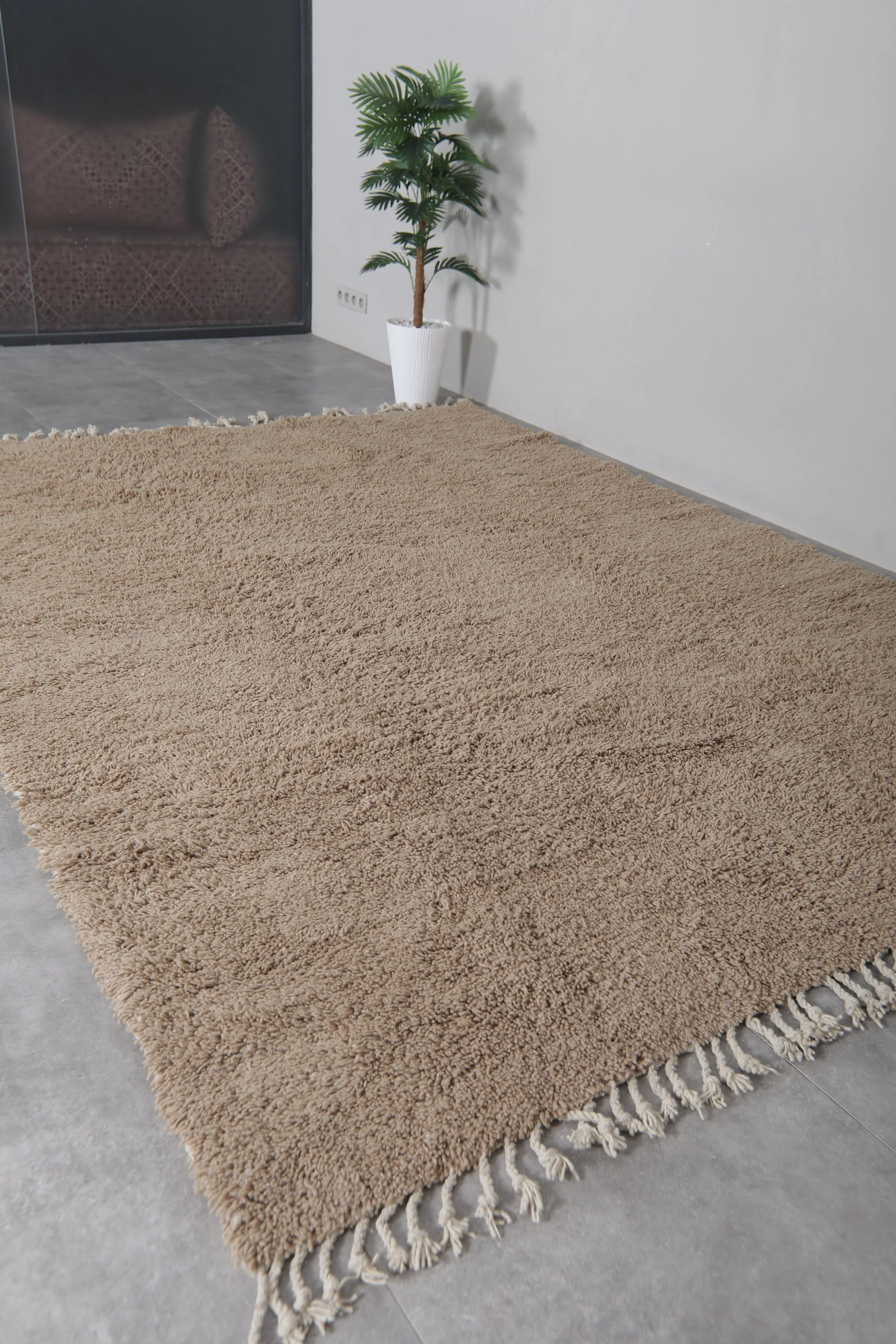 Taupe Beni Ourain Rug - 7.4 x 10 Feet | Moroccan Handmade