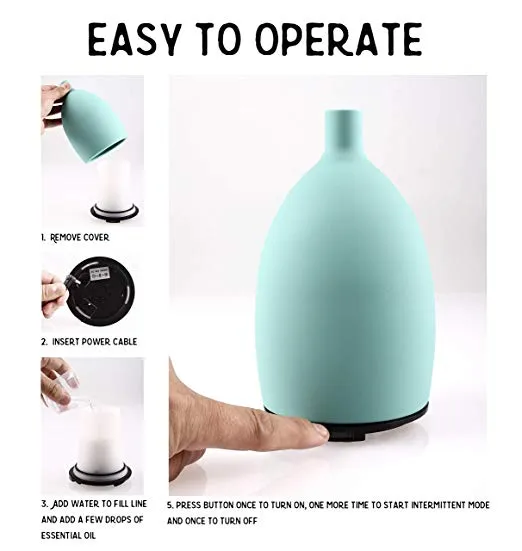 Turquoise Silica Essential Oils Diffuser, 60ml, with 5ml Bottle of Lavender