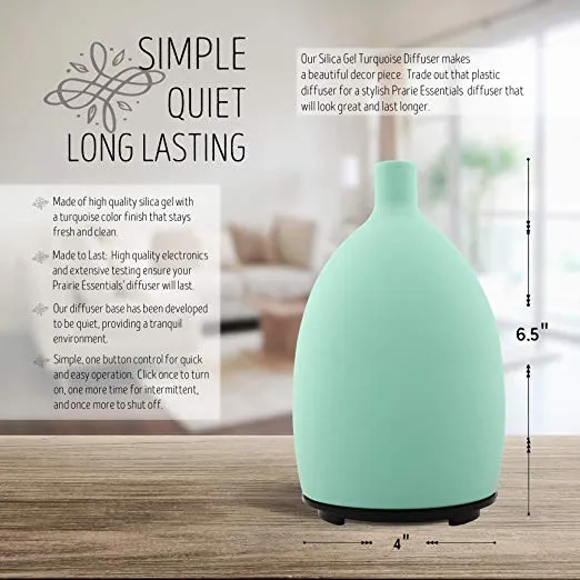 Turquoise Silica Essential Oils Diffuser, 60ml, with 5ml Bottle of Lavender