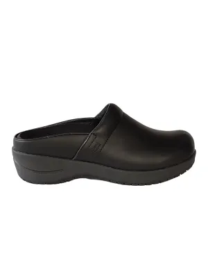 Wellness Faves Open Black Leather Clog