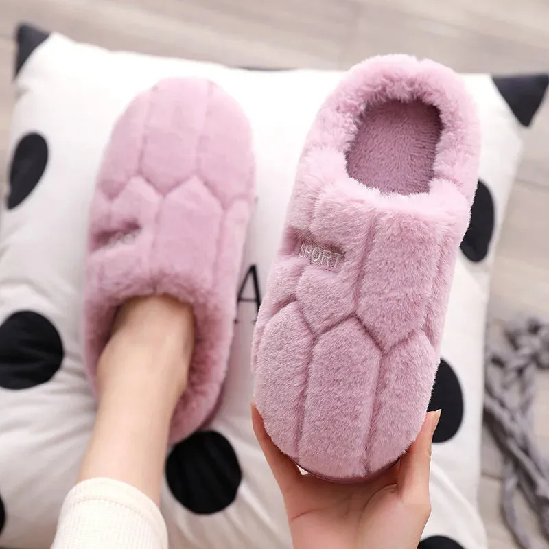 Winter Plush Soft Sole Home Slippers Women Comfortable Mute Non Slip Indoor Slides Woman Flat Heels warm Bedroom Slippers 2024