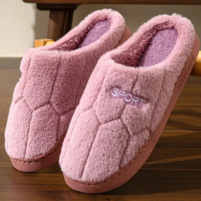 Winter Plush Soft Sole Home Slippers Women Comfortable Mute Non Slip Indoor Slides Woman Flat Heels warm Bedroom Slippers 2024