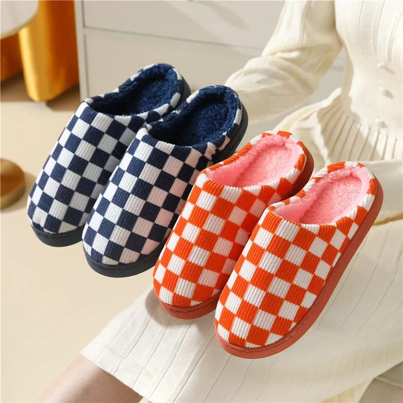 Women's Checkerboard Pattern Warm Slippers