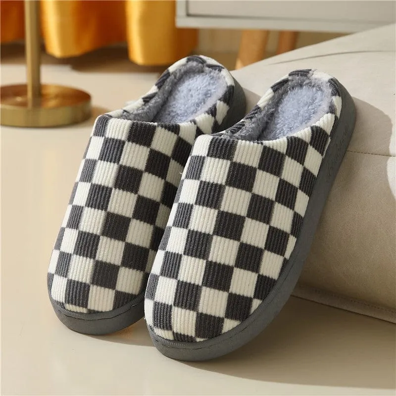 Women's Checkerboard Pattern Warm Slippers