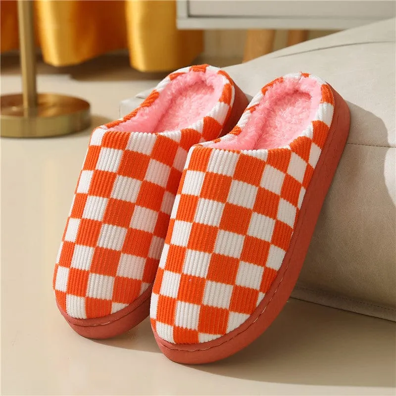 Women's Checkerboard Pattern Warm Slippers