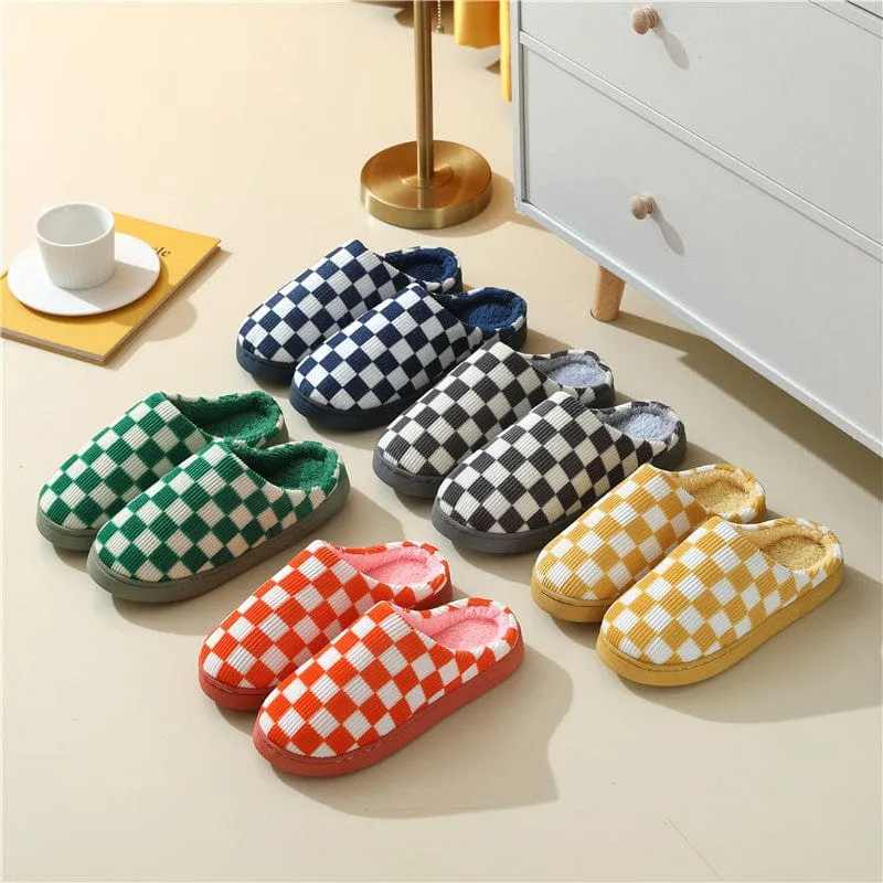 Women's Checkerboard Pattern Warm Slippers