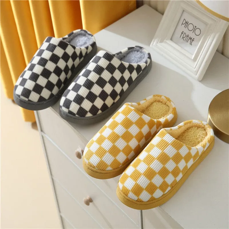 Women's Checkerboard Pattern Warm Slippers