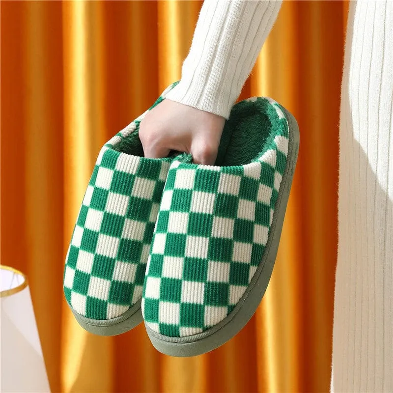 Women's Checkerboard Pattern Warm Slippers