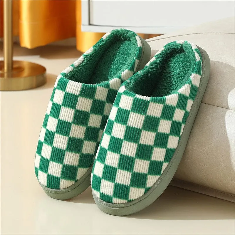 Women's Checkerboard Pattern Warm Slippers