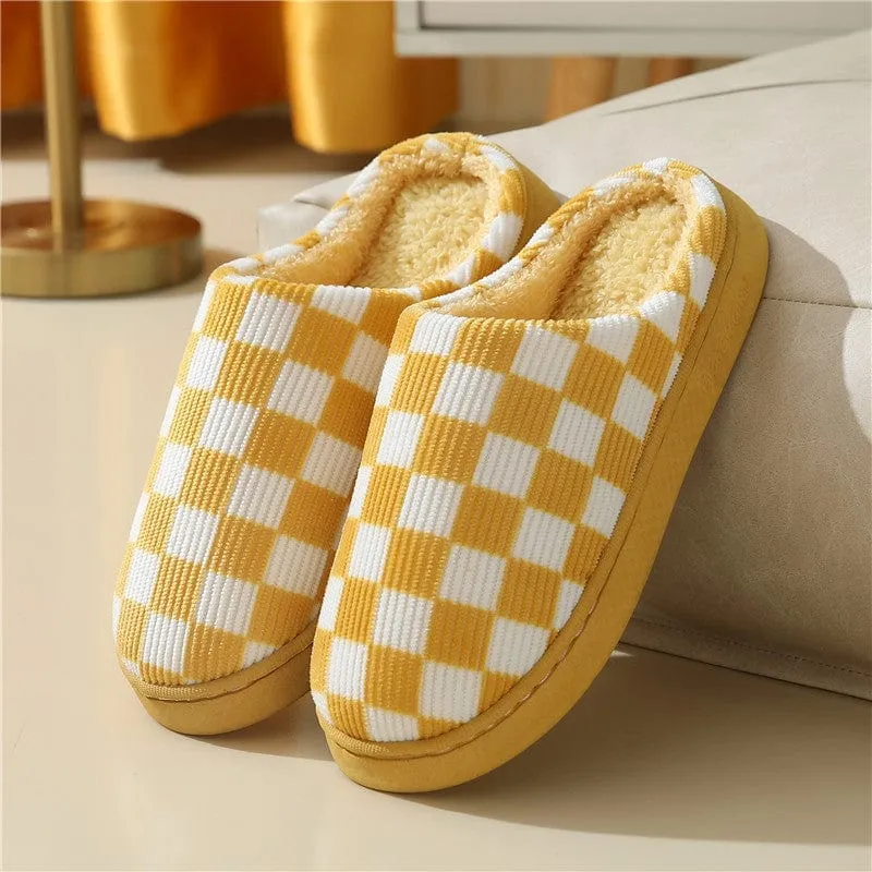 Women's Checkerboard Pattern Warm Slippers
