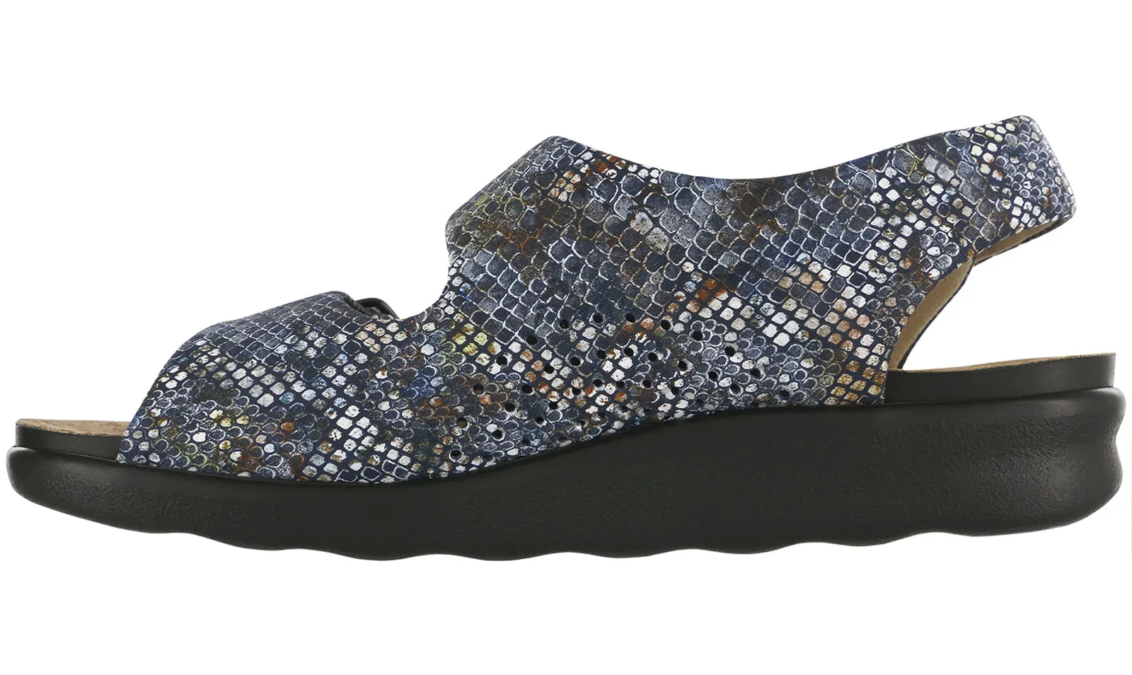 Women's Relaxed Heel Strap Sandal in Multisnake Navy