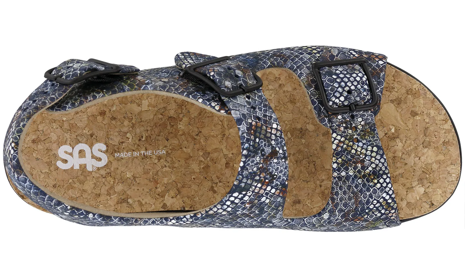Women's Relaxed Heel Strap Sandal in Multisnake Navy