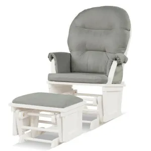 Wood Baby Glider and Ottoman Cushion Set with Padded Armrests for Nursing-Light