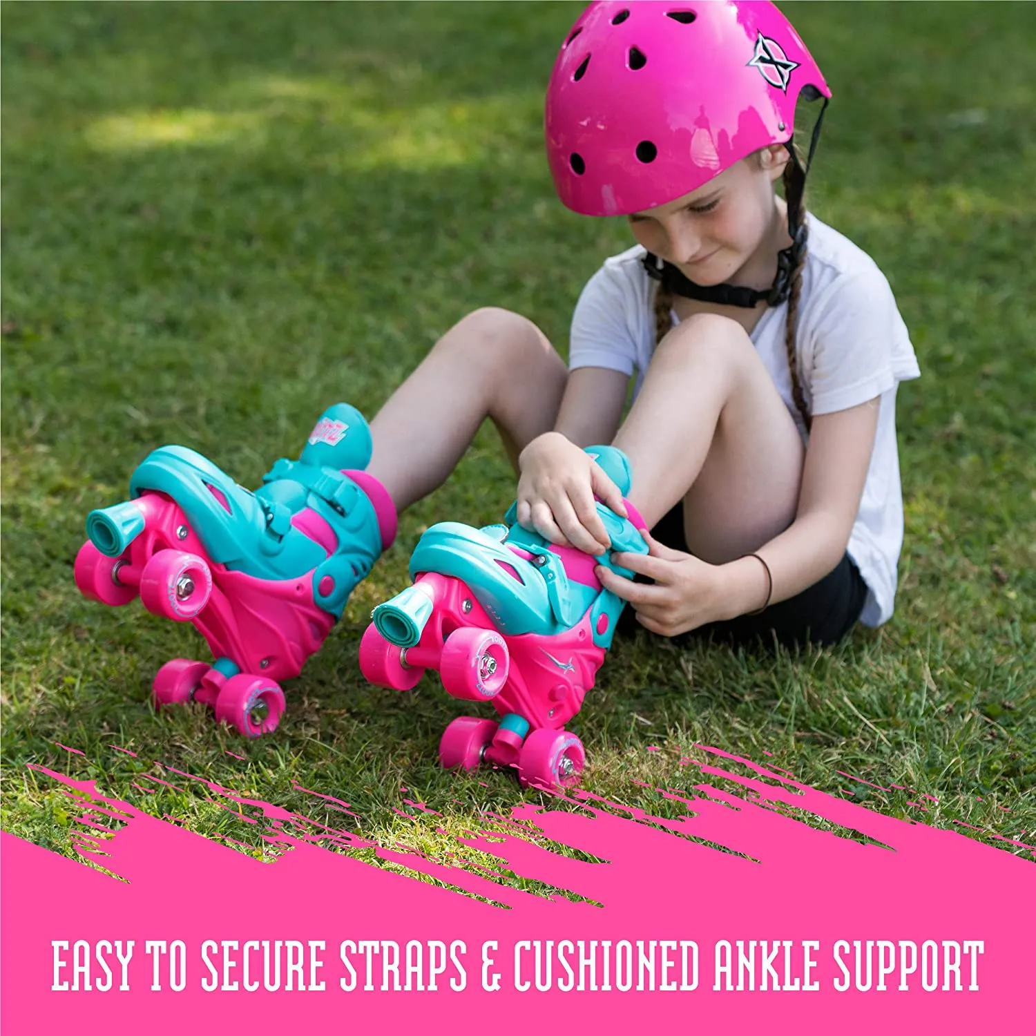 Xootz Kids Quad Skates, Pink/Blue S (9-12)