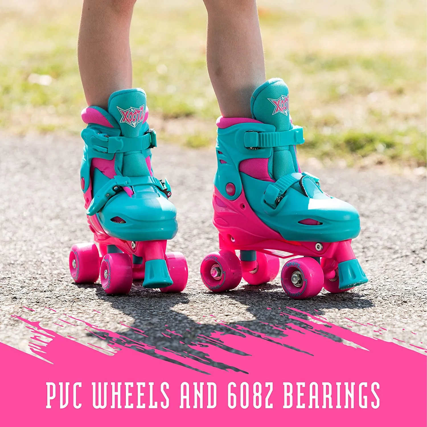Xootz Kids Quad Skates, Pink/Blue S (9-12)