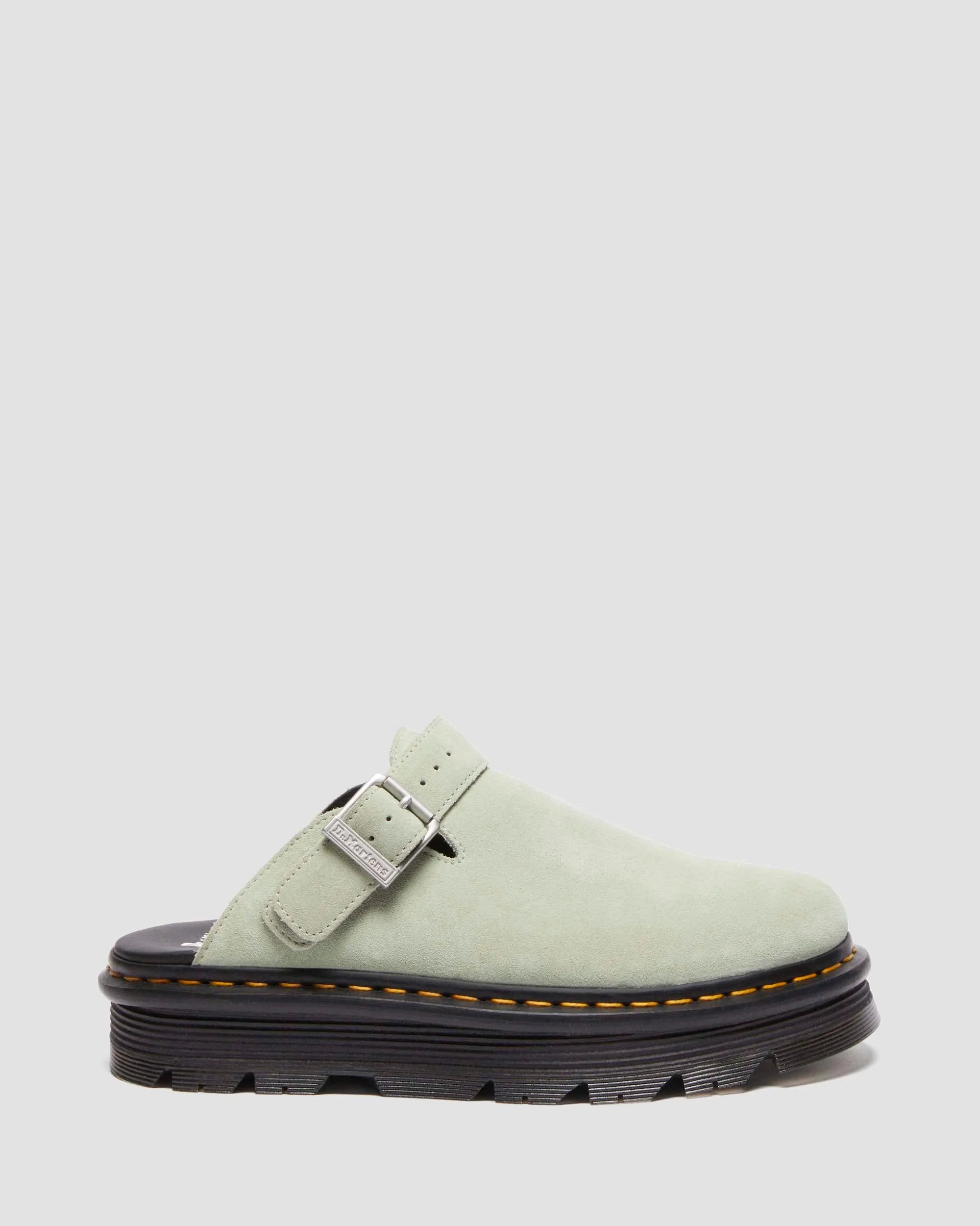 Zebzag Suede Casual Slingback Platform Mules in Green Sage