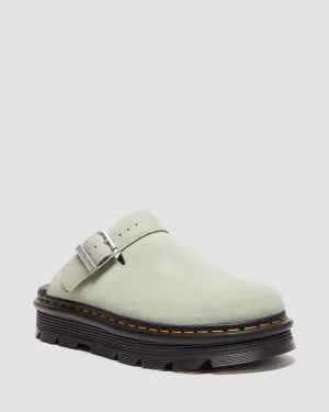 Zebzag Suede Casual Slingback Platform Mules in Green Sage