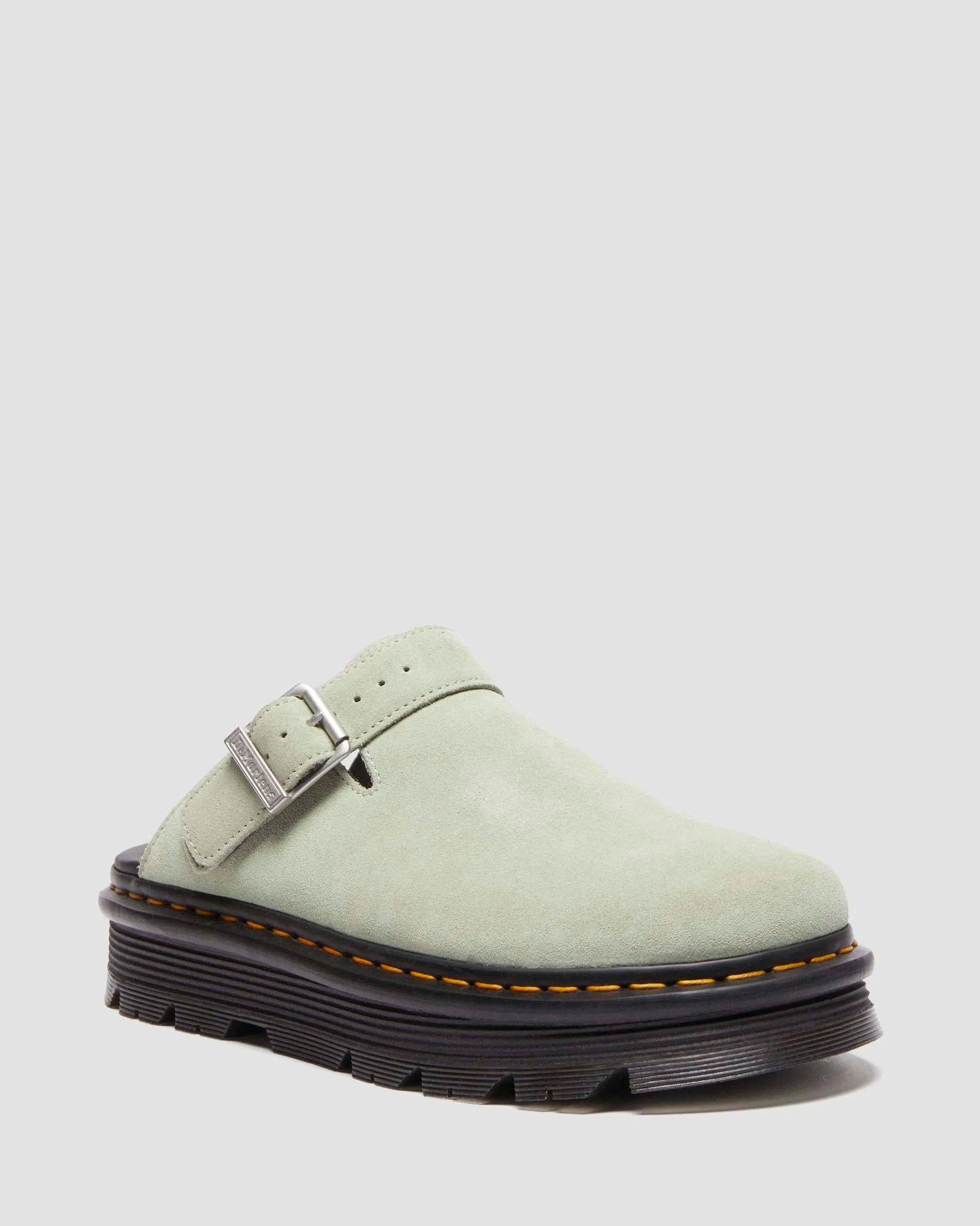 Zebzag Suede Casual Slingback Platform Mules in Green Sage
