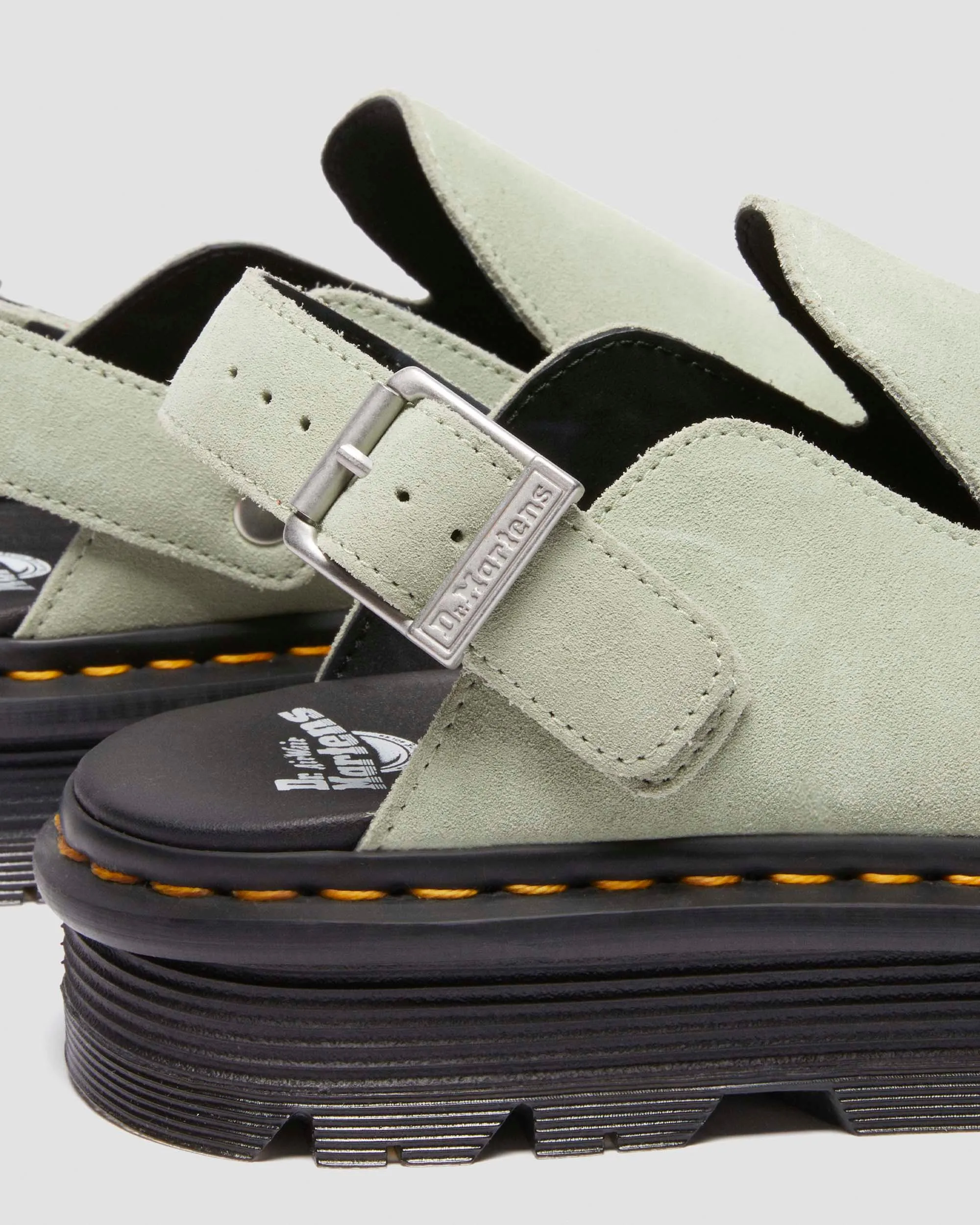 Zebzag Suede Casual Slingback Platform Mules in Green Sage